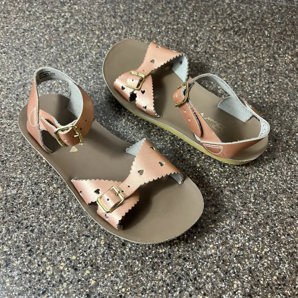 Hoy Shoe Co Hoyway SunSun Bronze Leather Little Girls Sandals Size 1 Ankle Strap